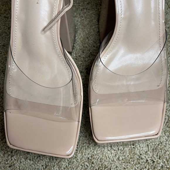 Clear Nude Platform Block Heels - Picture 8 of 10